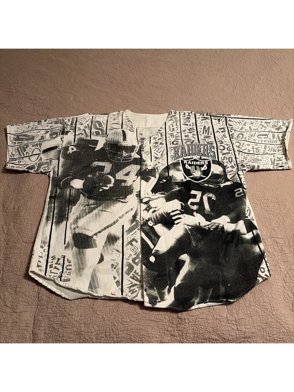 Vintage 90s Raiders Button Down Jersey Adult Size Small
